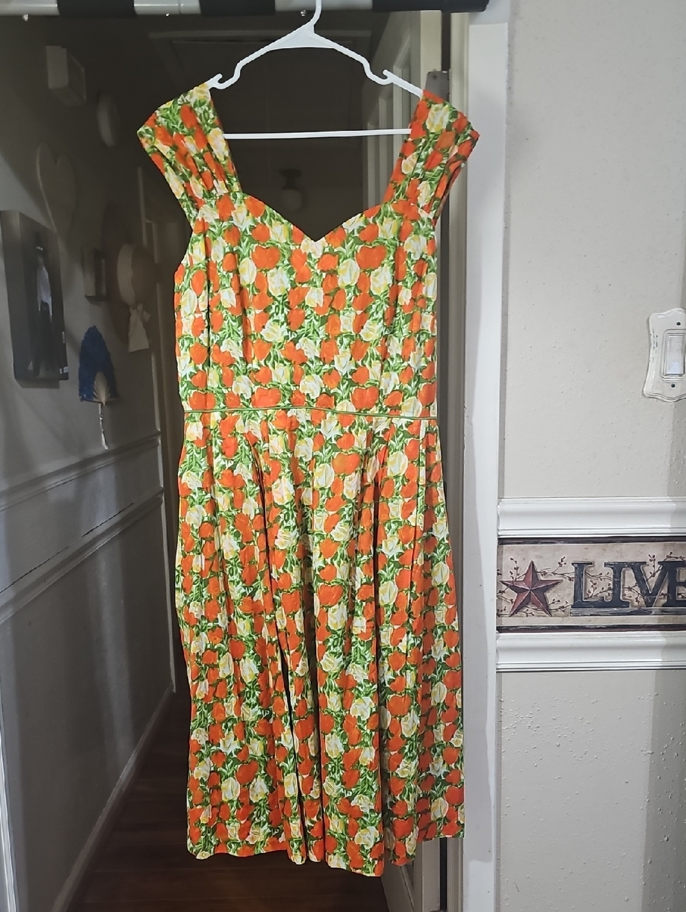 J. Peterman Sz 12 Floral Orange and Yellow Sundress